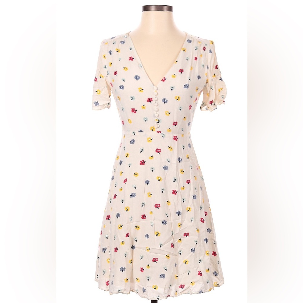 Madewell Flutter-Sleeve Mini Dress in White with Floral
